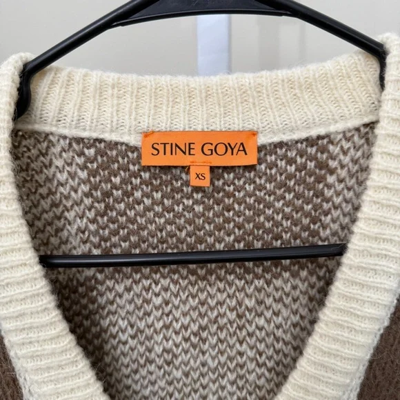 StineGoya  SGAMARA CARDIGAN - BROWN CHECK Size XS - Picture 4 of 5